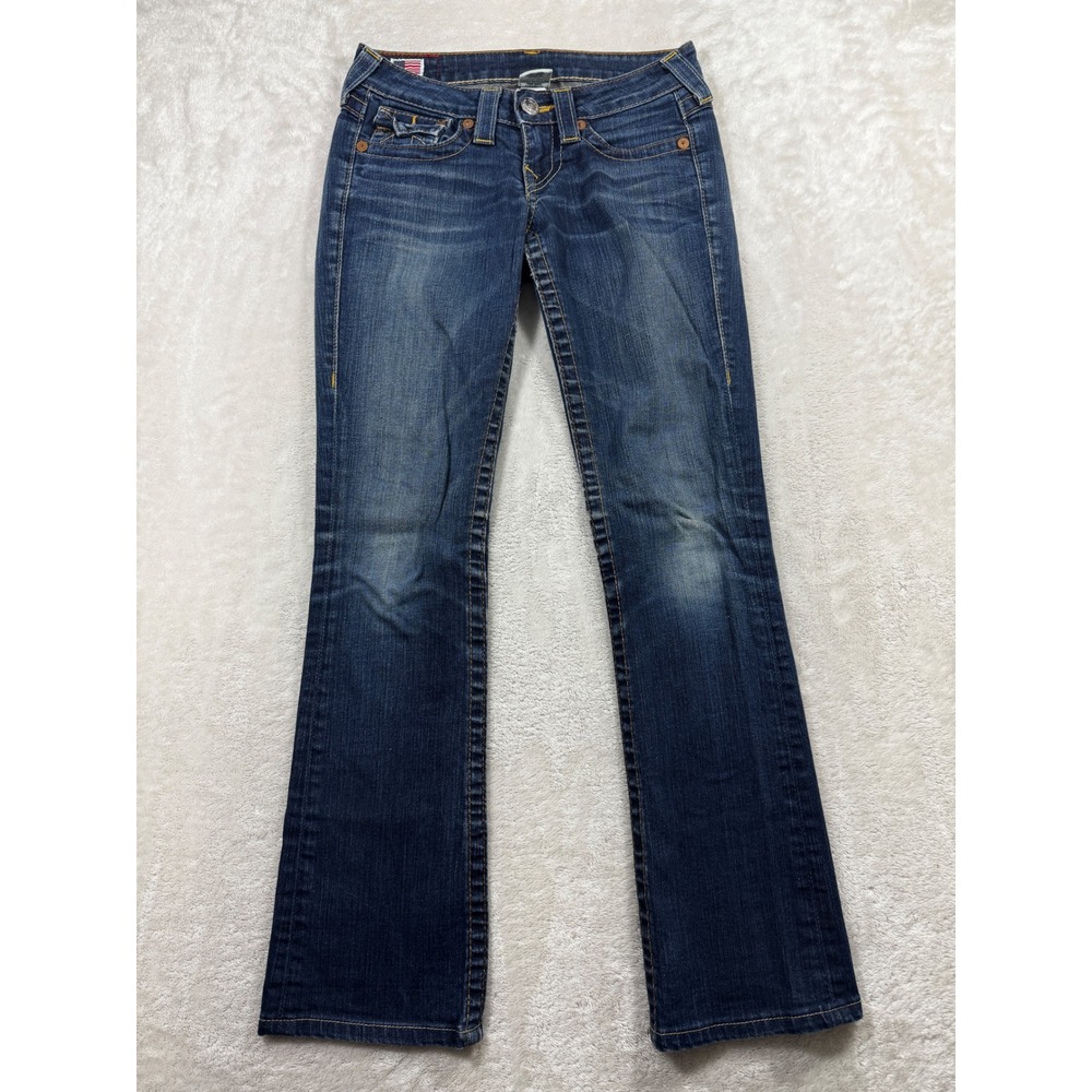 True Religion Womens Tony Low Rise Bootcut Blue Jeans 24 Meas: 27x29
